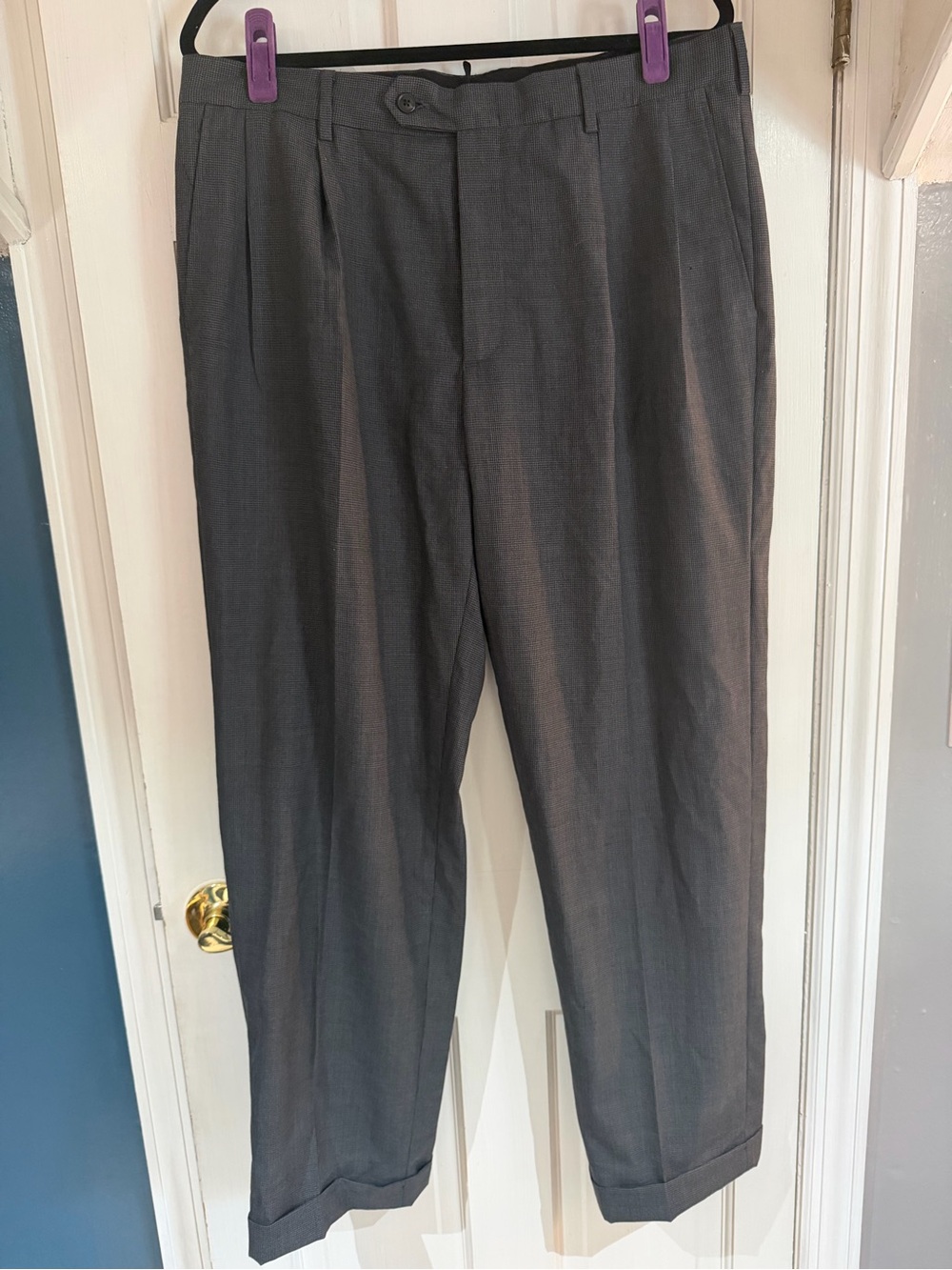Lands End Men’s Houndstooth Pleated Trousers/sz 36